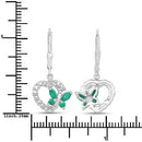 0.44 Carat Genuine Emerald and Created White Sapphire .925 Sterling Silver Earrings-7