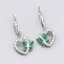 0.44 Carat Genuine Emerald and Created White Sapphire .925 Sterling Silver Earrings-8
