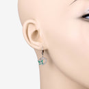 0.44 Carat Genuine Emerald and Created White Sapphire .925 Sterling Silver Earrings-9
