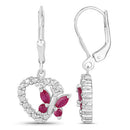 0.59 Carat Genuine Ruby and Created White Sapphire .925 Sterling Silver Earrings-6
