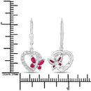0.59 Carat Genuine Ruby and Created White Sapphire .925 Sterling Silver Earrings-7
