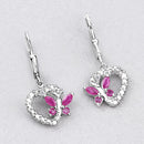 0.59 Carat Genuine Ruby and Created White Sapphire .925 Sterling Silver Earrings-8
