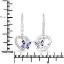 0.50 Carat Genuine Tanzanite and Created White Sapphire .925 Sterling Silver Earrings-7