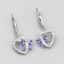 0.50 Carat Genuine Tanzanite and Created White Sapphire .925 Sterling Silver Earrings-8