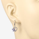 0.50 Carat Genuine Tanzanite and Created White Sapphire .925 Sterling Silver Earrings-9