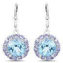 9.96 Carat Genuine Blue Topaz and Tanzanite .925 Sterling Silver Earrings-3