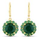 8.54 Carat Dyed Emerald and Emerald .925 Sterling Silver Earrings-2