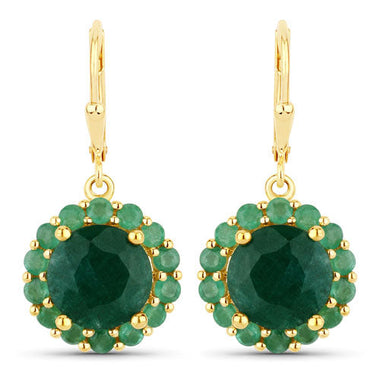 8.54 Carat Dyed Emerald and Emerald .925 Sterling Silver Earrings - 0