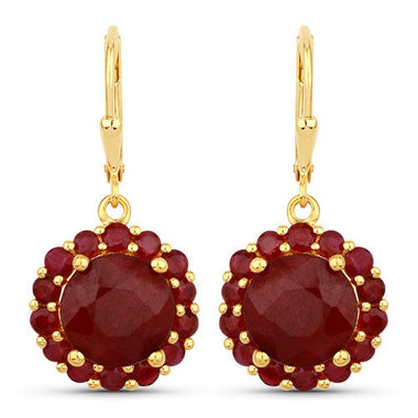 11.37 Carat Dyed Ruby and Ruby .925 Sterling Silver Earrings - 0