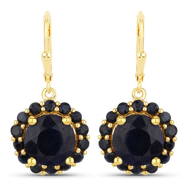 11.37 Carat Dyed Sapphire and Blue Sapphire .925 Sterling Silver Earrings - 0