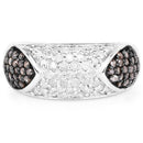 0.94 Carat Genuine Champagne Diamond and White Diamond .925 Sterling Silver Ring-3