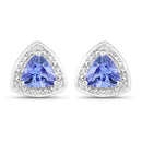 0.86 Carat Genuine Tanzanite .925 Sterling Silver Earrings-4