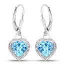 4.20 Carat Genuine Swiss Blue Topaz .925 Sterling Silver Earrings-4