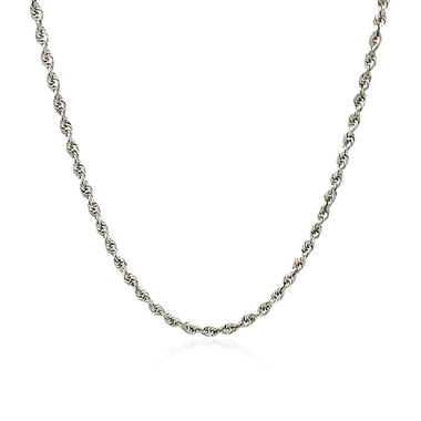 2.25mm 14k White Gold Solid Diamond Cut Rope Chain - 0