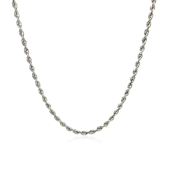 2.25mm 14k White Gold Solid Diamond Cut Rope Chain