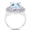 7.41 Carat Genuine Blue Topaz and Tanzanite .925 Sterling Silver Ring-2