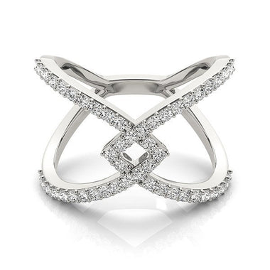 14k White Gold Fancy Entwined Design Diamond Ring (1/2 cttw) - 0
