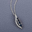 0.40 Carat Genuine Blue Sapphire and White Diamond 14K White Gold Pendant-3