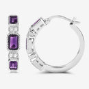 2.18 Carat Genuine Amethyst and White Topaz .925 Sterling Silver Earrings-4