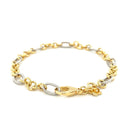 14k Two-Tone Gold Rope Motif Oval and Round Link Chain Bracelet-3