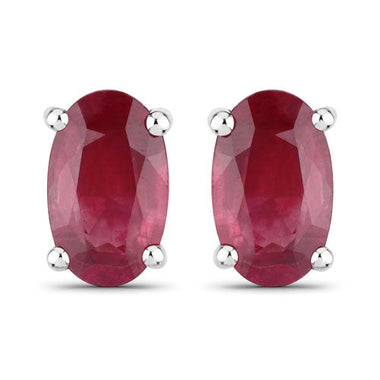 0.54 Carat Genuine Ruby 14K White Gold Earrings
