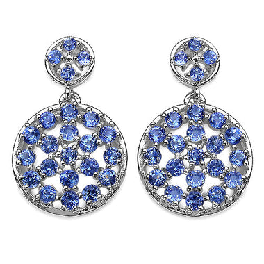 2.94 Carat Genuine Tanzanite .925 Sterling Silver Earrings - 0