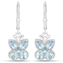 2.60 Carat Genuine Blue Topaz .925 Sterling Silver Earrings-2