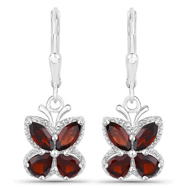 2.60 Carat Genuine Garnet .925 Sterling Silver Earrings - 0