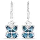 2.32 Carat Genuine London Blue Topaz .925 Sterling Silver Earrings-2