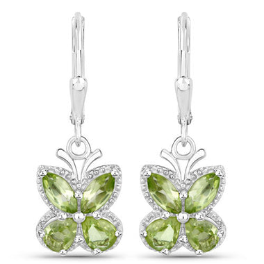2.28 Carat Genuine Peridot .925 Sterling Silver Earrings - 0