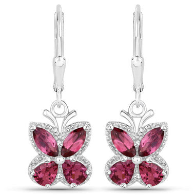 2.52 Carat Genuine Rhodolite Garnet .925 Sterling Silver Earrings - 0