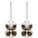 2.20 Carat Genuine Smoky Quartz .925 Sterling Silver Earrings-2