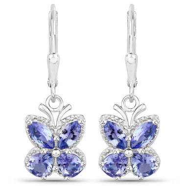 2.08 Carat Genuine Tanzanite .925 Sterling Silver Earrings - 0