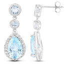 9.46 Carat Genuine Blue Topaz and White Topaz .925 Sterling Silver Earrings-5