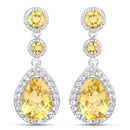 7.06 Carat Genuine Citrine and White Topaz .925 Sterling Silver Earrings-3