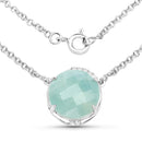 6.71 Carat Genuine Aquamarine and White Topaz .925 Sterling Silver Pendant-1