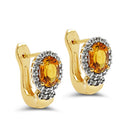 18K Yellow Gold Plated 1.99 Carat Genuine Citrine & White Topaz .925 Sterling Silver Earrings-3