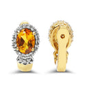 18K Yellow Gold Plated 1.99 Carat Genuine Citrine & White Topaz .925 Sterling Silver Earrings-4