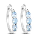 1.75 Carat Genuine Aquamarine and White Diamond .925 Sterling Silver Earrings-5