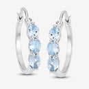 1.75 Carat Genuine Aquamarine and White Diamond .925 Sterling Silver Earrings-9