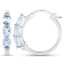 1.75 Carat Genuine Aquamarine and White Diamond .925 Sterling Silver Earrings-6