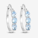 1.75 Carat Genuine Aquamarine and White Diamond .925 Sterling Silver Earrings-7