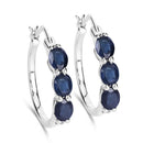 2.05 Carat Genuine Blue Sapphire and White Diamond .925 Sterling Silver Earrings-5
