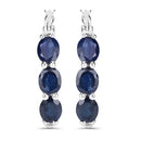 2.05 Carat Genuine Blue Sapphire and White Diamond .925 Sterling Silver Earrings-7