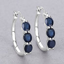 2.05 Carat Genuine Blue Sapphire and White Diamond .925 Sterling Silver Earrings-8