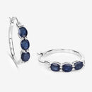 2.05 Carat Genuine Blue Sapphire and White Diamond .925 Sterling Silver Earrings-9