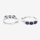 2.05 Carat Genuine Blue Sapphire and White Diamond .925 Sterling Silver Earrings-10