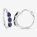 2.05 Carat Genuine Blue Sapphire and White Diamond .925 Sterling Silver Earrings-11