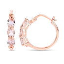 1.63 Carat Genuine Morganite and White Diamond .925 Sterling Silver Earrings-6