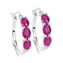 1.81 Carat Genuine Ruby and White Diamond .925 Sterling Silver Earrings-5